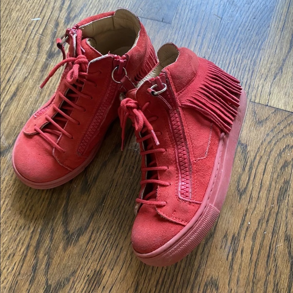 Giuseppe Zanotti Red Suede Ankle Boots Sneakers Shoes 28 11